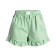 thumbnail image 4 of Ymauqau Linen Shorts for Women Elastic High Waisted Pull on Ruffle Hem Striped Boxer Casual Shorts Summer Beach Shorts with Pockets, 4 of 7