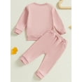 thumbnail image 6 of Kid Toddler Girls Pants Clothing Set, 12 18 24 Months 2T 3T 4T 5T Long Sleeve Letters Print Sweatshirt with Elastic Waist Sweatpants Outfits, 6 of 9
