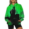 thumbnail image 4 of Women Plus Size Hoodies Loose Tie-Dye Printing Hooded V-neck Pocket Long Sleeve Sweatshir, 4 of 7