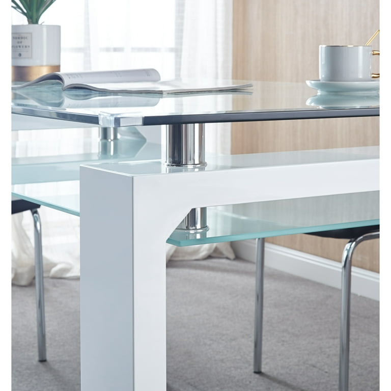 Frosted Glass Top Dining Glass Table For White Frosted PC Glass