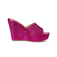 thumbnail image 3 of BLISSFUL STEP Sandales à Talons Compensés à Enfiler à Plateforme Pailletée pour Femmes Rose Vif 7, 3 of 7