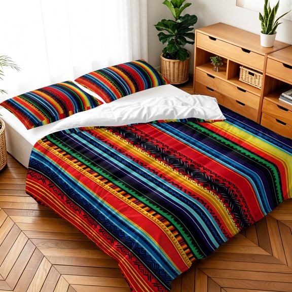 Queen Size 3 Pieces Duvet Cover Sets Abstract Colorful Stripe Bedding Set,Microfiber Soft Comforter Cover with Pillow Shams,Luxury Quilt Covers for Bedroom Decor Ref Blue Yellow Line