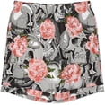 thumbnail image 4 of PRIYAL Skull In Flowers Pattern Mens Short Sleeve Pajama Set Satin Silk Sleepwear 2 Piece Pjs Loungewear, 4 of 6