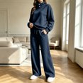 thumbnail image 3 of Lmueinov Two Piece Sets for Women Fleece Sweatsuit Button Mock Neck Sweatshirts Wide Leg Sweatpants Workout Lounge Sets with Pockets Fall Casual Outfits, 3 of 6