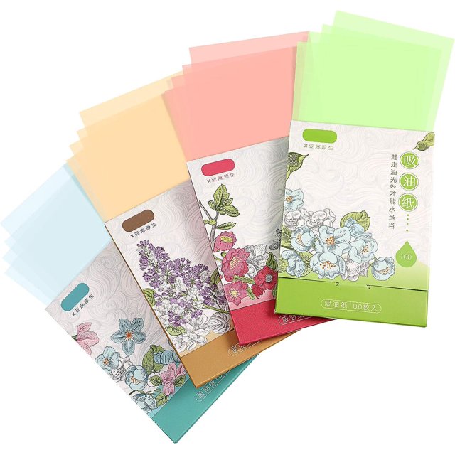 400 hojas de papel absorbente de aceite facial de 4 colores, papel absorbente de aceite, hojas de papel secante de aceite para suministros de maquillaje de viaje