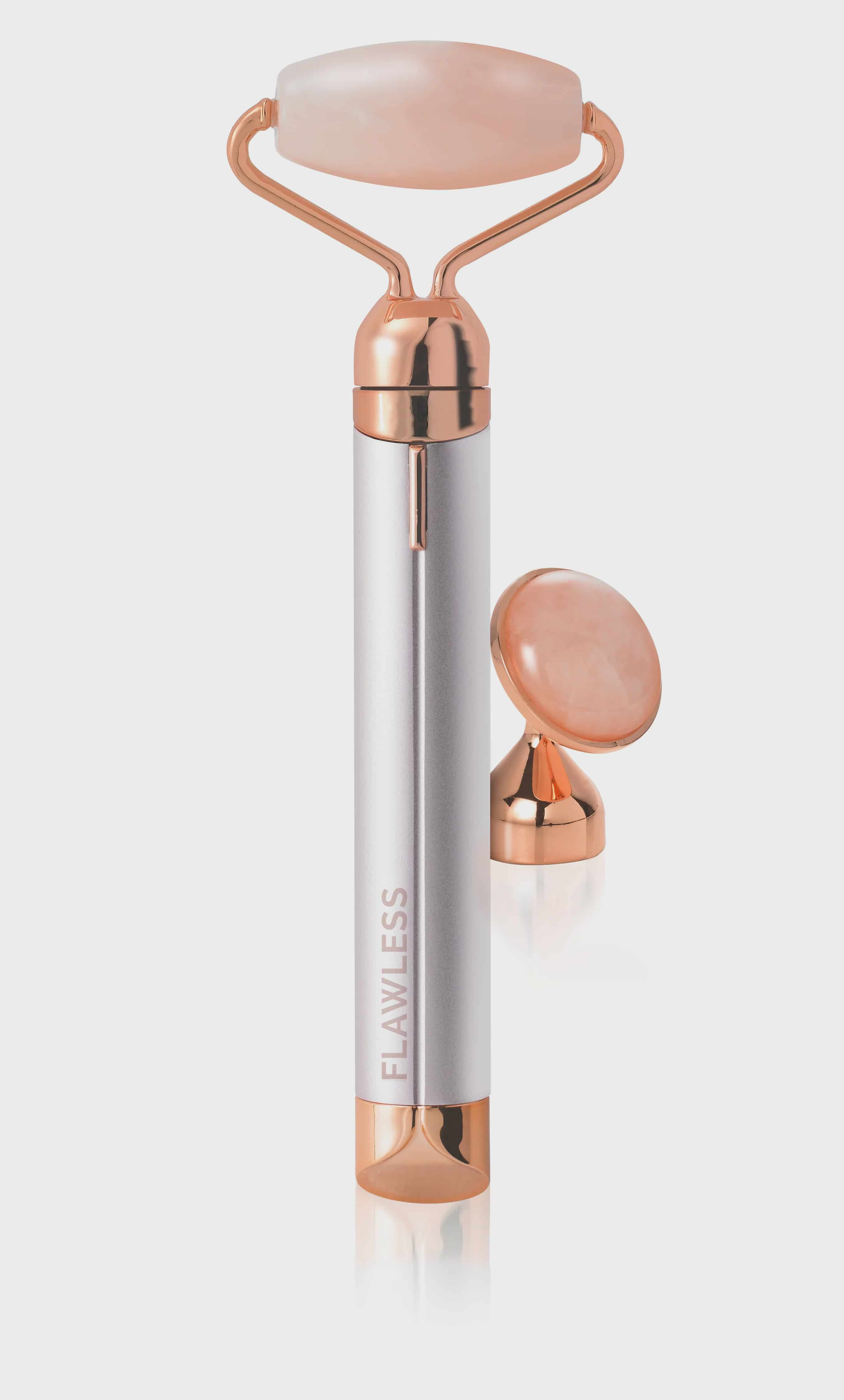 AFANSO Massage Tool for Face, Eyes, Neck Skin Care Micro Vibrating Rose Quartz Facial Roller with Under Eye Stone