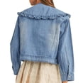 thumbnail image 4 of Women Casual Denim Jacket Long Sleeve Collared Shirt Coat with Pockets, 4 of 5