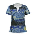 thumbnail image 3 of Naloa The Starry Night Print T-Shirts Short Sleeve V Neck Tees for Women Fashion Tops Trendy Lightweight Soft Casual Summer Outfits Clothes, 3 of 5