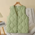 thumbnail image 3 of HTNBO Quilted Vest for Women Zip Up V Neck Sleeveless Puffer Jackets Versatile Warm Winter Waistcoat Outerwear, 3 of 5