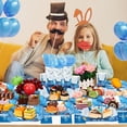 thumbnail image 4 of 175-piece Father's Day party tableware set, including disposable plates, napkins, cups, forks, square Father's Day plates, and napkins, blue Father's Day celebration supplies set, 4 of 4