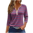 thumbnail image 2 of Lolmot Blouses pour Femmes, Blouse Imprimée à Manches Courtes 3/4 Col Rond Tops Décontractés, 2 of 5