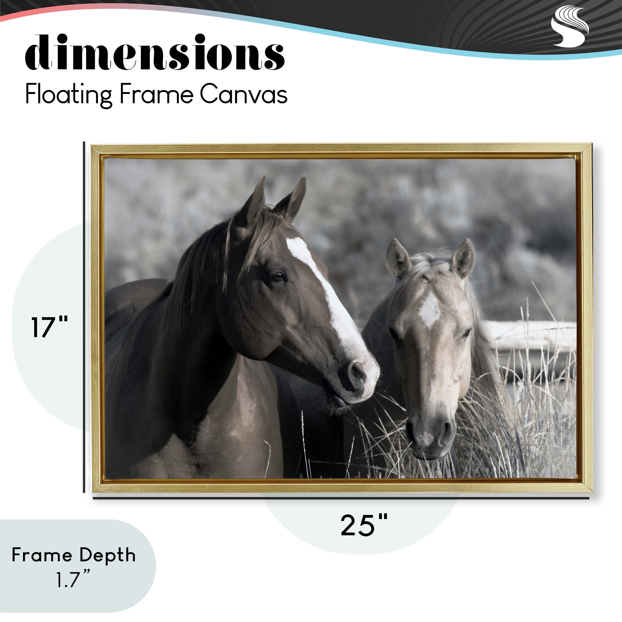 Stupell Industries Content Horses In Pasture Gold Framed Floater Canvas Wall Art, design by Danita Delimont