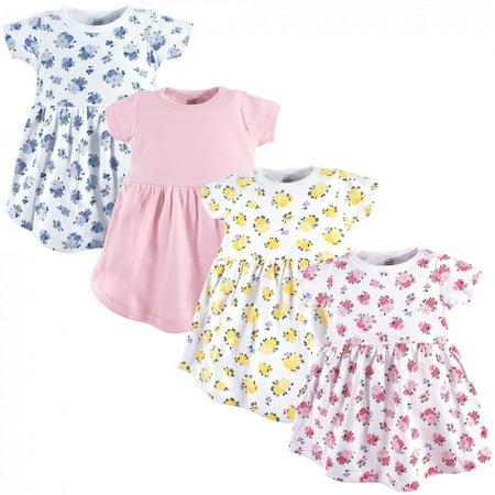 UPC: 0660168375008 | Luvable Friends Baby and Toddler Girl Cotton Short-Sleeve Dresses 4pk  Floral  0-3 Months