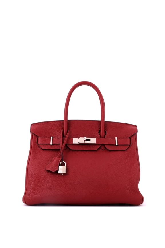 Pre-Owned Birkin Handbag Rouge Grenat Togo with Palladium Hardware 30 By Rebag