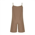 thumbnail image 6 of lcziwo Womens Summer Casual Sleeveless Romper Loose Adjustable Straps Button Down Overalls Shorts Lightweight Linen One Piece Jumpsuit 2025 Clothes on Sale Clearance Khaki S, 6 of 8