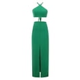 thumbnail image 6 of Idoravan Women's Basic Versatile Skirt Women Sexy Solid Color Spraps Top Long Skirt Slit Multi-Button Sexy Two-piece Set, 6 of 9
