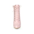thumbnail image 6 of BLISSFUL STEP Women's Patent Leather Pointed Toe Lace Up Stiletto Heel Ankle Boots Pink 7, 6 of 8