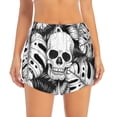 thumbnail image 4 of Lsque Skull and palm leaves Printed Women's Running Shorts with Liner Pockets,Elastic Quick Dry Workout Athletic Gym Yoga Shorts,Womens High Waist Shorts-Medium, 4 of 9