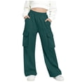 thumbnail image 3 of SROBPTY Teen Girls Pants Solid Drawstring with Pockets Straight Trousers for 5-15 Years, 3 of 5
