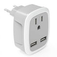 thumbnail image 1 of Adaptador de Enchufe EE.UU. Americano a Francia Europa, Adaptador de Viaje con 2 USB 2.4A, EE.UU. 3 Pin a Europa Francés 2 Pin para América Canadá a Francia Alemania España Europa, 1 of 5