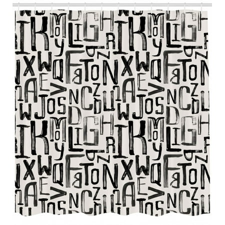 Grunge Shower Curtain Artsy Small Large Grunge Letters In Random