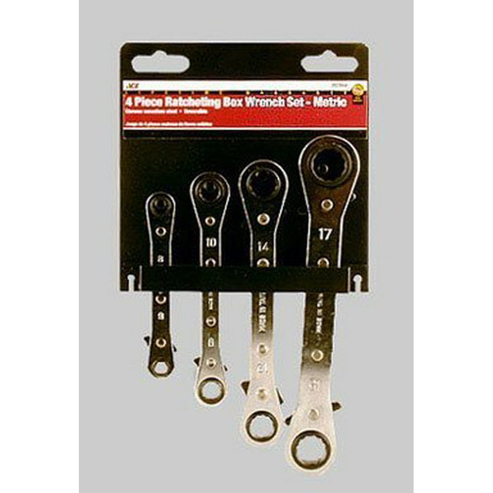 Ace 4 Piece Ratcheting Box Wrench Set Metric