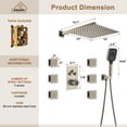 thumbnail image 2 of Boyel Living Shower Head and Handle Set Wall Mount 12'' Rainfall 3 Function Thermostatic Shower System with 6 Body Jets,Brushed Nickel, 2 of 8