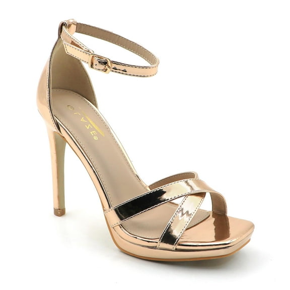 GJPBGK Women's Square Toe Elegant High Heel Dress Shoes – 4.3" Stiletto Heels with Adjustable Ankle Strap for Weddings, Parties & Evening Outfits