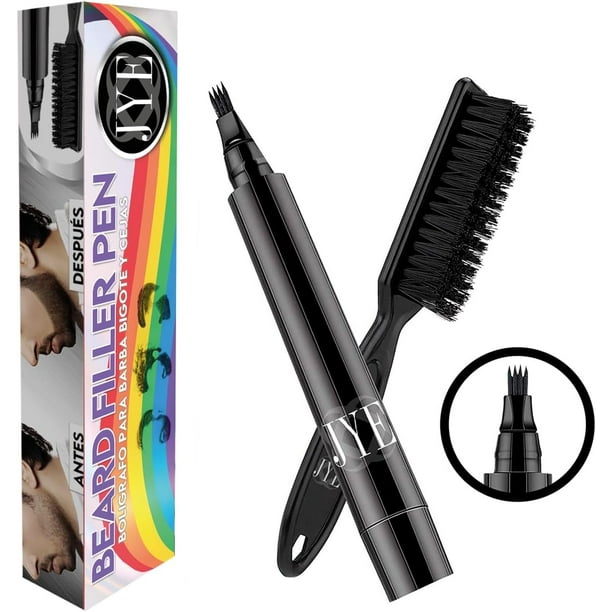 Boligrafo para Barba Edicion PRIDE, Color Negro, barba tupida, rellena huecos, impermeable, larga duración. 3 PIEZAS Incluye Cepillo