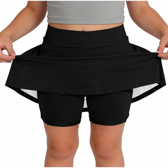 CPNG Girl's Sport Skorts with Pockets Shorts Skirt High Waist Tennis Golf Skort Solid Color Athletic Workout Skirt(Black,4-5 Years)