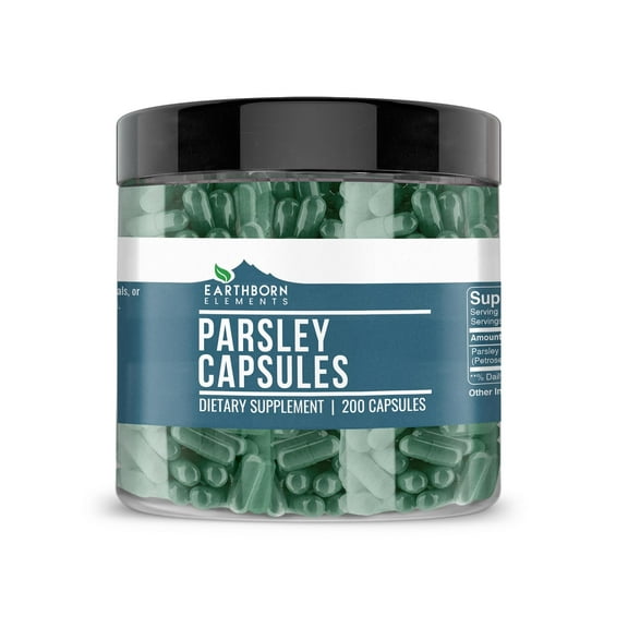 Earthborn Elements Parsley 200 Capsules, Pure & Undiluted, No Additives