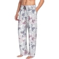 thumbnail image 2 of Uemuo Lilies Flowers Pattern Men's Wide Leg Palazzo Lounge Pants with Pockets Light Weight Loose Comfy Casual Pajama Pants-, 2 of 9