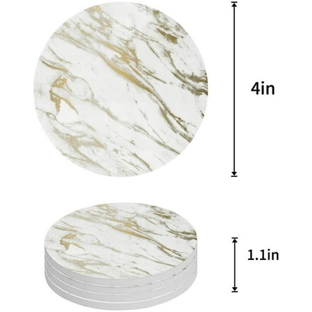 

FMSHPON Marble Set of 6 Round Coaster for Drinks Absorbent Ceramic Stone Coasters Cup Mat with Cork Base for Home Kitchen Room Coffee Table Bar Decor