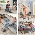 thumbnail image 6 of Ottoman Foot Rest, Small Foot Stool with Linen Fabric Upholstery and Plastic Legs, Cube Ottoman for Living Room, Charcoal Gray, 6 of 9