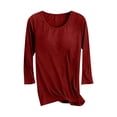 thumbnail image 2 of Antinious Women Solid Crewneck 3/4 Sleeve Ribbed Built In Bras Sleep Summer Tops, 2 of 5