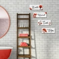 thumbnail image 3 of CELIVESGG Set of 4 Bathroom Flower Wall Decor,Rustic Farmhouse Bathroom Flower Sign for Home Restroom, 10 x 4 x 0.2 inches (Red), 3 of 10