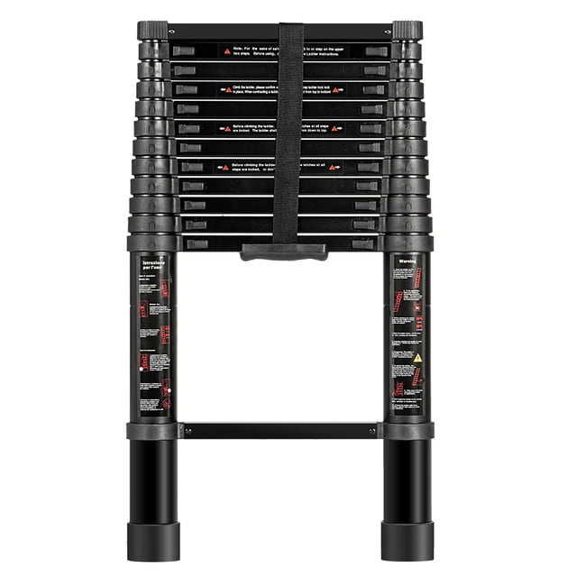 SogesPower 16.4 FT Telescopic Ladder,Folding,Multi Purpose Home Or RV Telescoping Ladder,Portable,Folding,Aluminum Extension Ladder with Non-Slip Feet,Black