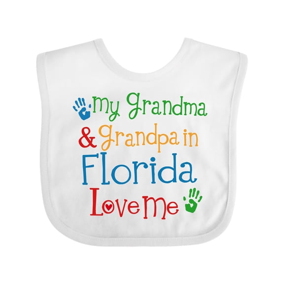 Inktastic Florida Grandma Grandpa Loves Me Boys or Girls Baby Bib
