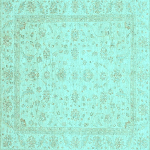 Ahgly Company Indoor Square Oriental Light Blue Traditional Area Rugs, 8' Square