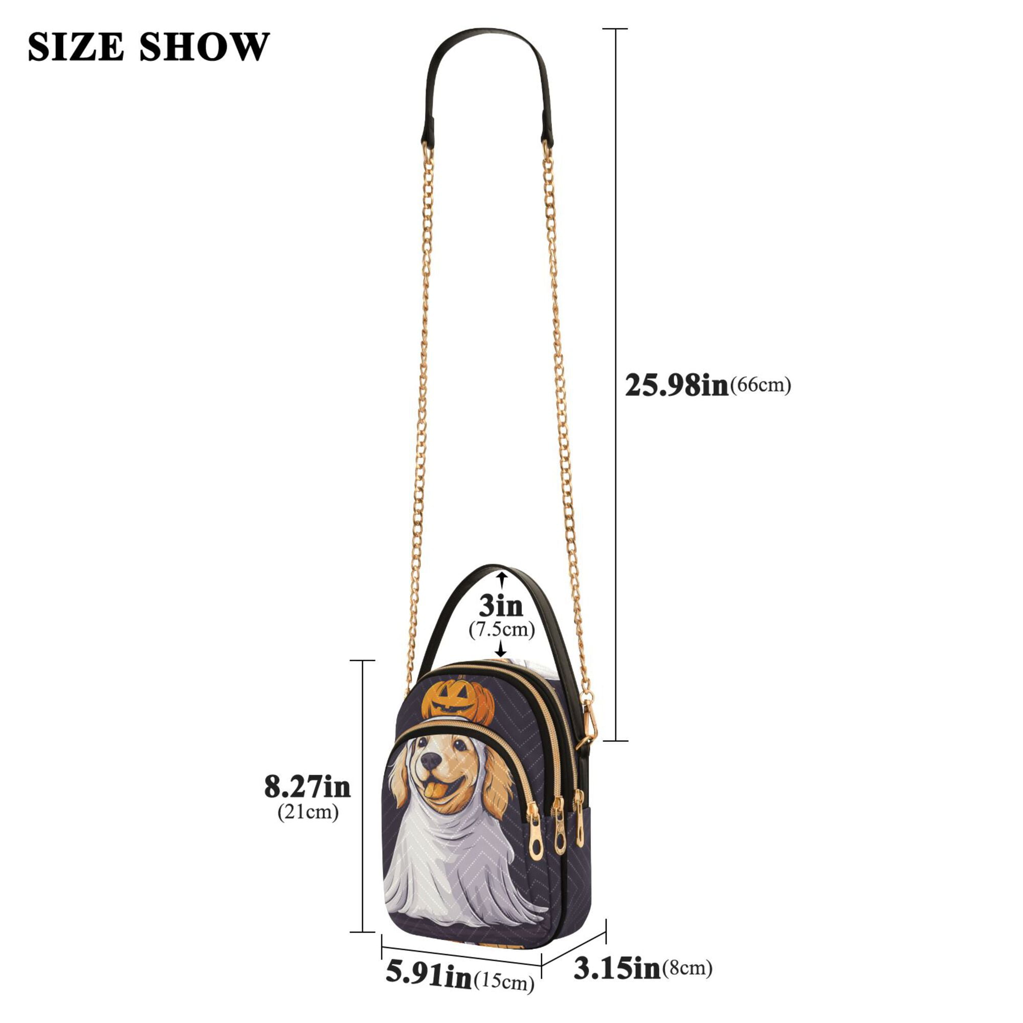 FORMRS Crossbody Bag for Women Quilted Travel Shoulder Cell Phone Purse with Chain Strap Handbag, Yellow Halloween Dog