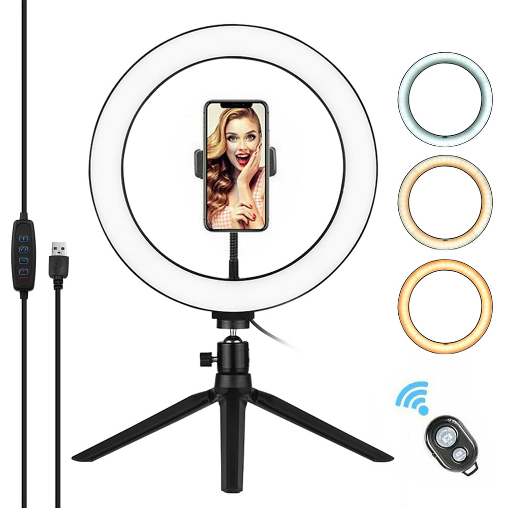 Live Stream Phone,YouTube,Self-Portrait Shooting LED Ring Light with Phone Holder for Vlogs 3 Modes 10 Brightness Levels with 120 LED Bulbs 5500K 10 Selfie Ring Light with Adjustable Tripod Stand 