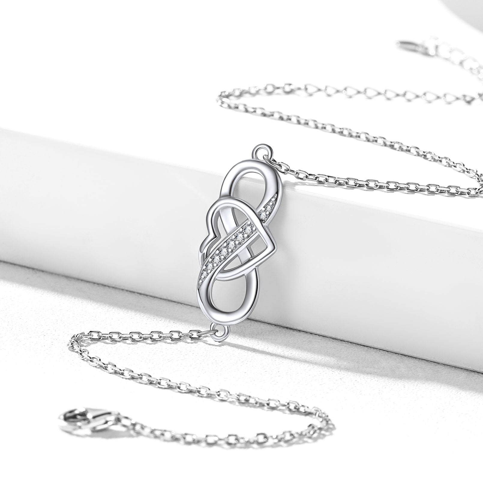 ChicSilver Sterling Silver Anklet Bracelet Women Heart Infinity Ankle Chain Charming Foot Jewelry for Summer Beach Party