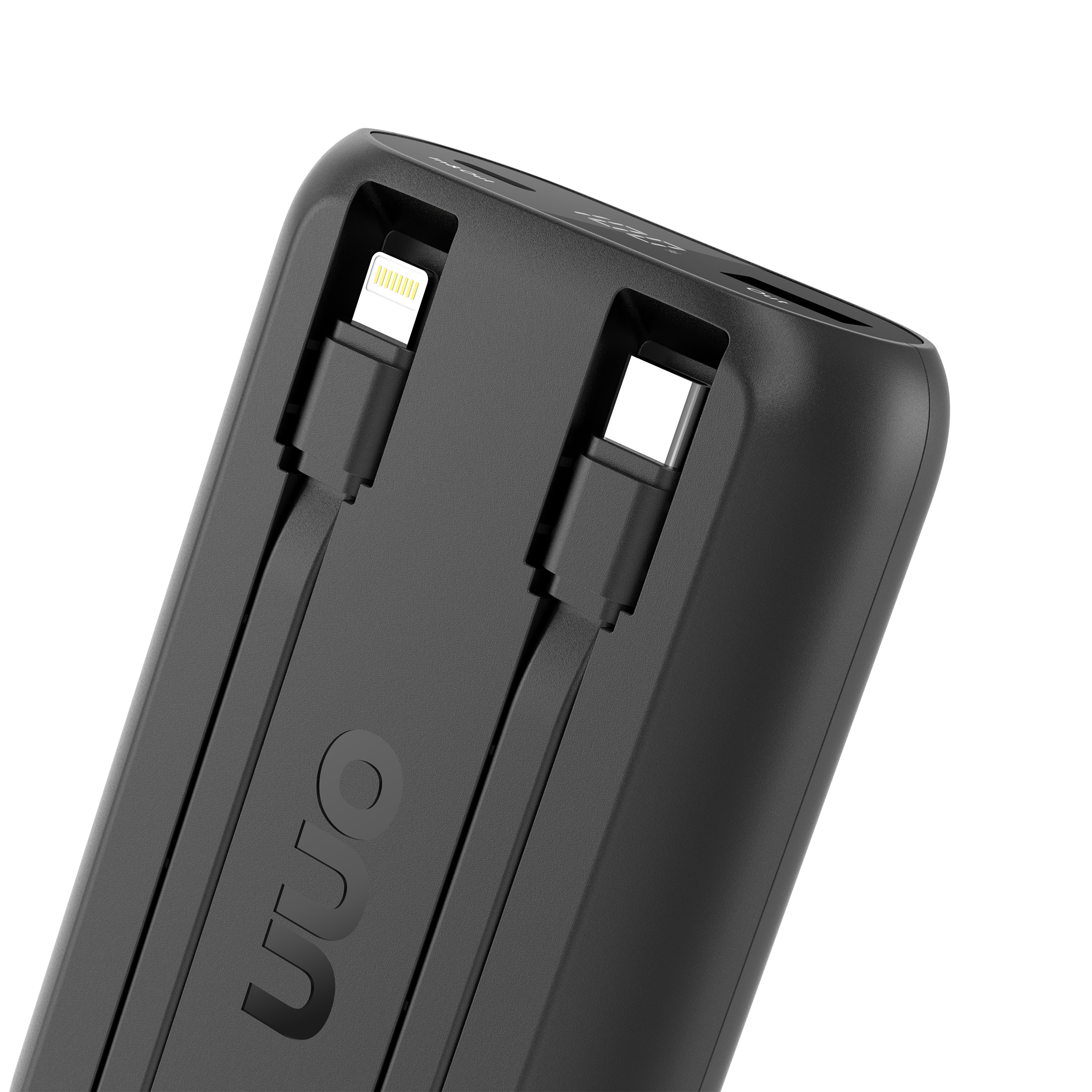 Onn Batería Portátil 10,000 mAh con Cables Integrados USB-C y Lightning, Carga Rápida, Indicador LED, Certificada MFI, Negro 7