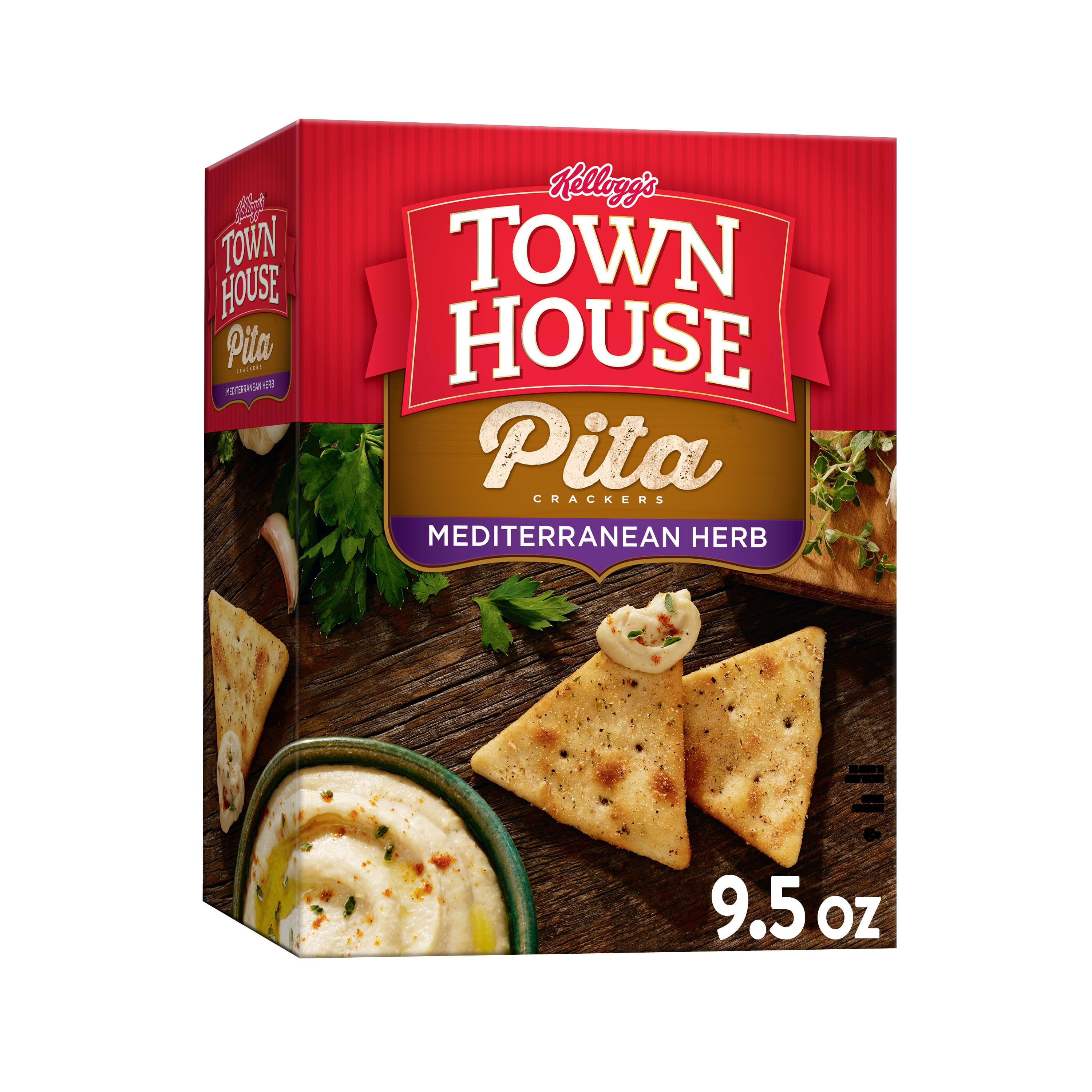 Kellogg's Town House Pita Crackers, Mediterranean Herb, 9.5 Oz, Box