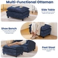 thumbnail image 6 of Accent Chair with Ottoman, Legahome 40"Wide Oversized Chenille Upholstered Lounge Chair, Comfy Reading Armchair with 3 Pillows, Barrel Chair Reading Chair for Living Room Bedroom, Blue, 6 of 10