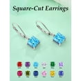 thumbnail image 5 of VESITIM Square Dangle Drop Earrings Sterling Silver Solitaire Leverback Earring 7MM Princess Cut March Aquamarine Birthstone Jewelry for Women, 5 of 7