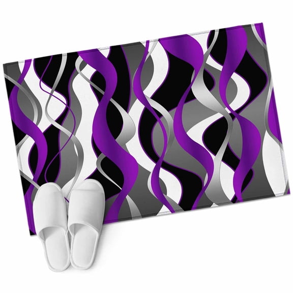 2x3 Washable Area Rugs,Modern Purple Grey Black Stripes Non-Slip Soft Rug Indoor Carpet,Floor Rugs for Living Room Bedroom