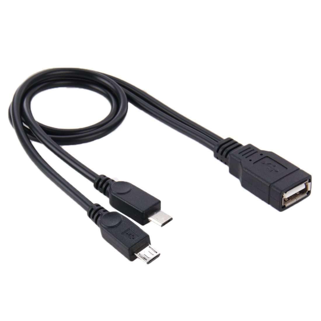 AMZER 30cm USB 2.0 Female to 2 Micro USB Male Cable - Black