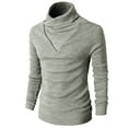 thumbnail image 1 of H2H Mens Fashion Turtleneck Slim Fit Pullover Sweater Oblique Line Bottom Edge GRAY US M/Asia L (KMTTL041), 1 of 6