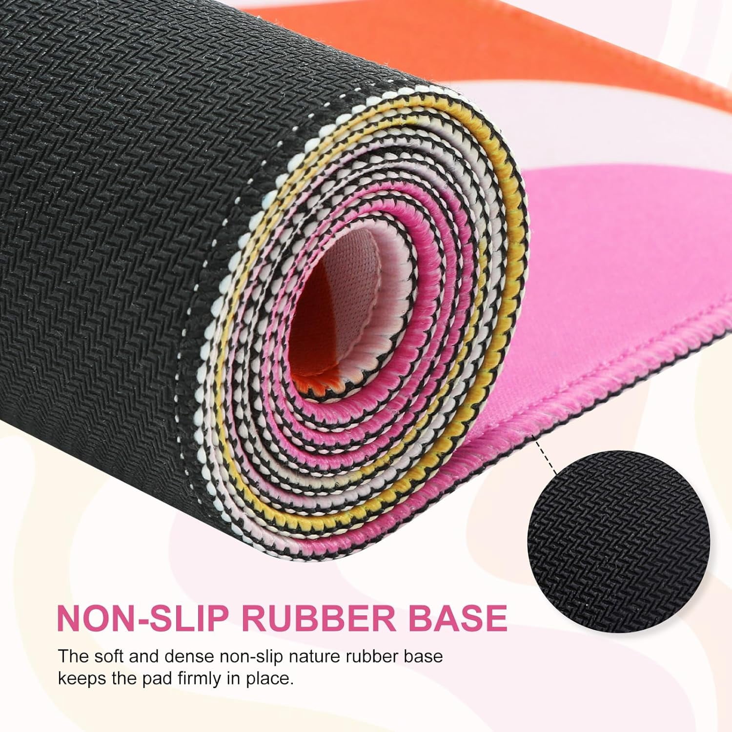 Pink Desk Mat Desktop, Computer Large Mouse Pad for Desk, Gaming Desk Pad Matt, Mousepad with Non-Slip Base, Cute XXL Keyboard Mat for Office Women Laptop, Abstract Modern Colorful